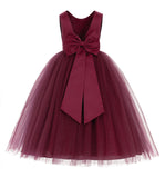 V-Back Satin Flower Girl Dress Elegant Pretty Princess Gown Ceremonial Dresses for Toddlers 219T(2)