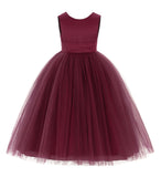 V-Back Satin Flower Girl Dress Elegant Pretty Princess Gown Ceremonial Dresses for Toddlers 219T(1)