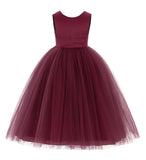 V-Back Satin Flower Girl Dress Elegant Pretty Princess Gown Ceremonial Dresses for Toddlers 219T(2)