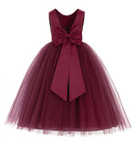 V-Back Satin Flower Girl Dress Elegant Pretty Princess Gown Ceremonial Dresses for Toddlers 219T(1)