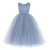 V-Back Satin Flower Girl Dress Elegant Pretty Princess Gown Ceremonial Dresses for Toddlers 219T(1)