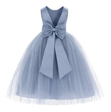 V-Back Satin Flower Girl Dress Elegant Pretty Princess Gown Ceremonial Dresses for Toddlers 219T(1)