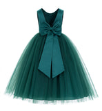V-Back Satin Flower Girl Dress Elegant Pretty Princess Gown Ceremonial Dresses for Toddlers 219T(1)