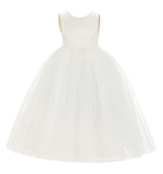 V-Back Satin Flower Girl Dress Elegant Pretty Princess Gown Ceremonial Dresses for Toddlers 219T(1)