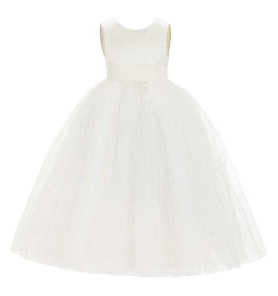 V-Back Satin Flower Girl Dress Elegant Pretty Princess Gown Ceremonial Dresses for Toddlers 219T(1)