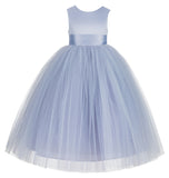 V-Back Satin Flower Girl Dress Elegant Pretty Princess Gown Ceremonial Dresses for Toddlers 219T(1)