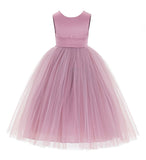 V-Back Satin Flower Girl Dress Elegant Pretty Princess Gown Ceremonial Dresses for Toddlers 219T(2)