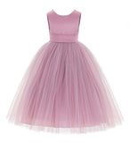 V-Back Satin Flower Girl Dress Elegant Pretty Princess Gown Ceremonial Dresses for Toddlers 219T(1)