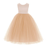 V-Back Satin Flower Girl Dress Elegant Pretty Princess Gown Ceremonial Dresses for Toddlers 219T(1)