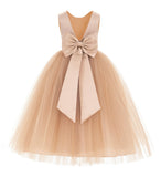 V-Back Satin Flower Girl Dress Elegant Pretty Princess Gown Ceremonial Dresses for Toddlers 219T(1)