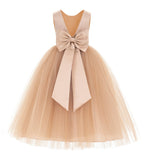 V-Back Satin Flower Girl Dress Elegant Pretty Princess Gown Ceremonial Dresses for Toddlers 219T(2)