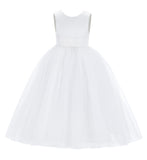 V-Back Satin Flower Girl Dress Elegant Pretty Princess Gown Ceremonial Dresses for Toddlers 219T(1)