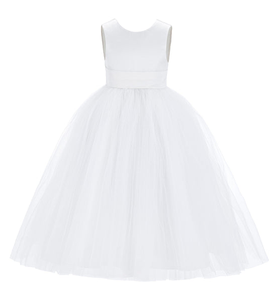 V-Back Satin Flower Girl Dress Elegant Pretty Princess Gown Ceremonial Dresses for Toddlers 219T(1)