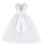 V-Back Satin Flower Girl Dress Elegant Pretty Princess Gown Ceremonial Dresses for Toddlers 219T(1)