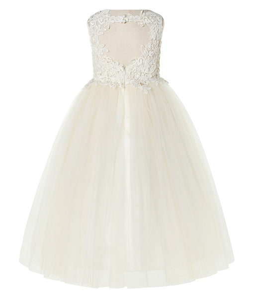 Floral Applique Lace Tulle Dress Junior Bridesmaid Dresses for Toddler Girls Pageant Gown 220