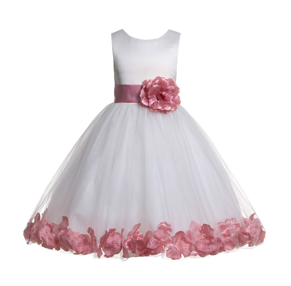 Ivory Tulle Floral Petals Flower Girl Dress Special Occasions Junior Pageant Wedding Holiday 302S(5)