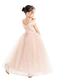Off The Shoulder Sequin Flower Girl Dress Junior Pageant Gown Photoshoot Dresses for Toddlers 322