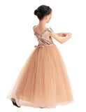 Off The Shoulder Sequin Flower Girl Dress Junior Pageant Gown Photoshoot Dresses for Toddlers 322
