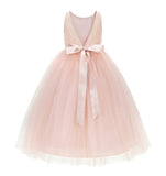 Sequin V-Back Flower Girl Dress Special Occasions Wedding Reception Communion Baptism Pageant LG1
