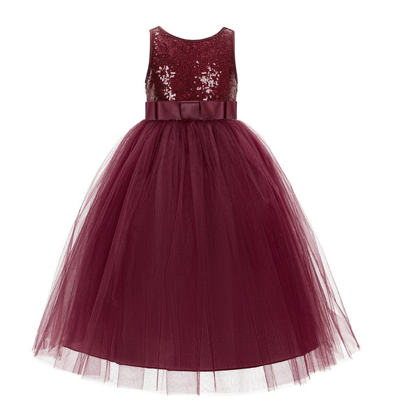 Sequin V-Back Flower Girl Dress Special Occasions Wedding Reception Communion Baptism Pageant LG1