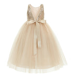Sequin V-Back Flower Girl Dress Special Occasions Wedding Reception Communion Baptism Pageant LG1