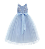 Sequin V-Back Flower Girl Dress Special Occasions Wedding Reception Communion Baptism Pageant LG1
