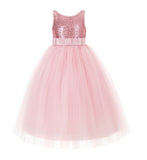 Sequin V-Back Flower Girl Dress Special Occasions Wedding Reception Communion Baptism Pageant LG1