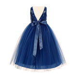 Sequin V-Back Flower Girl Dress Special Occasions Wedding Reception Communion Baptism Pageant LG1