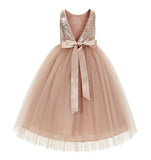 Sequin V-Back Flower Girl Dress Special Occasions Wedding Reception Communion Baptism Pageant LG1