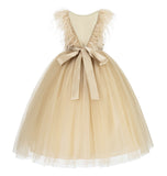 Backless V-Back Ostrich Feather Flower Girl Dress Photoshoot Gown Special Occasions Ceremony OS3